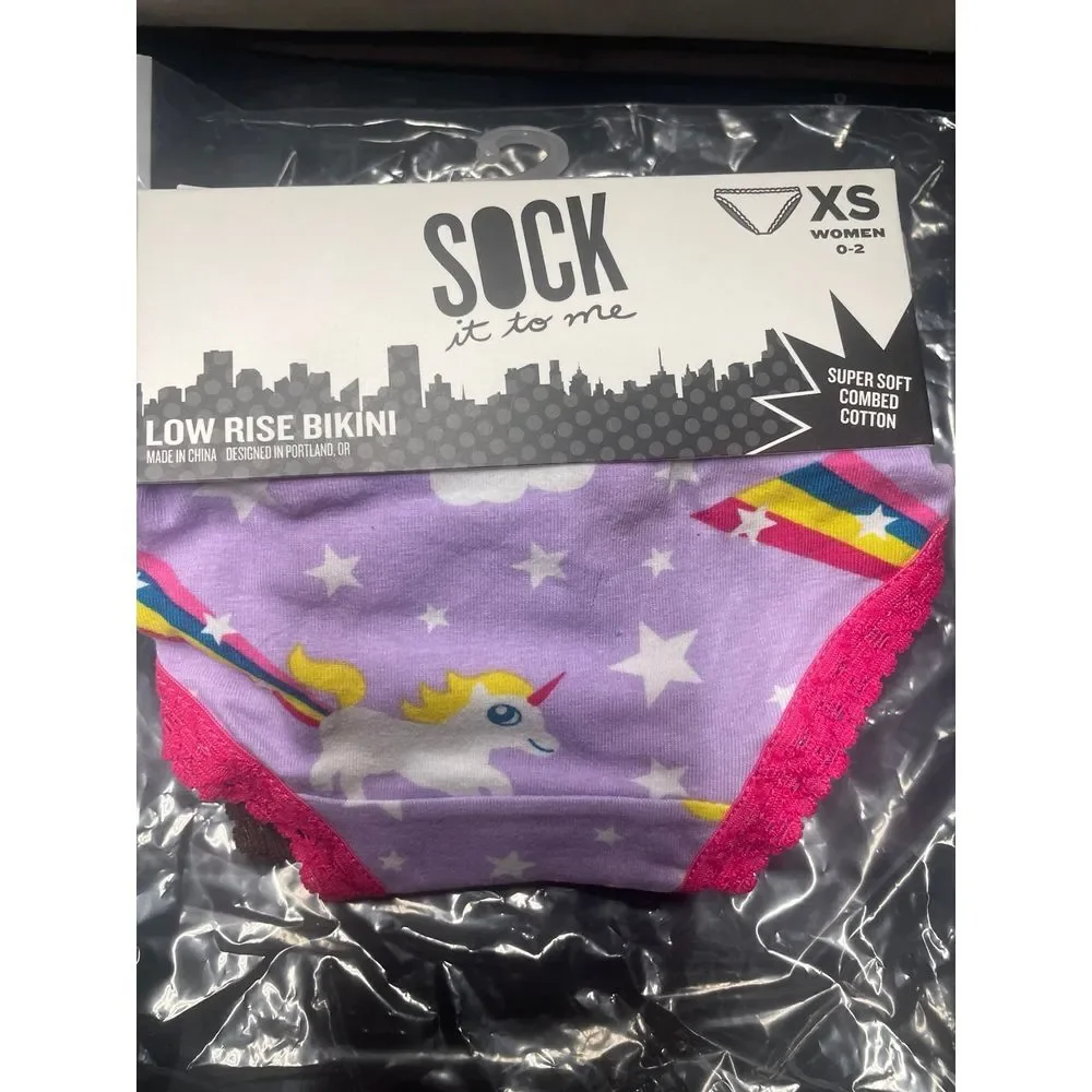 Sock‎ it to me low rise women bikini underwear hearts unicorn peacock XS